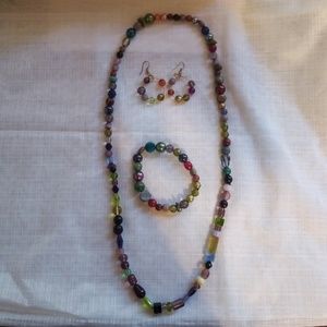 Handmade muli colored necklace/bracelet /earring